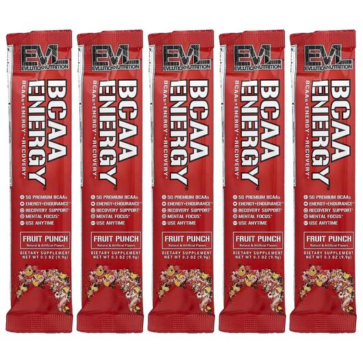 Основное фото товара BCAA Energy Fruit Punch 5 Packets Основное фото товара БЦАА, BCAA Energy Fruit Punch 5 Packets, 9.9 g Each
