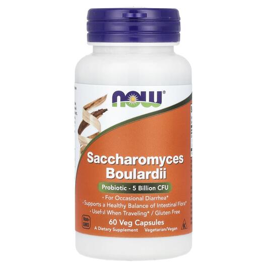 Основне фото товара Saccharomyces Boulardii Gastrointestinal Support Основне фото товара NOW Foods, Saccharomyces, Сахароміцети буларді, 60 капсул