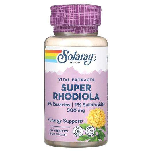 Основне фото товара Solaray, Super Rhodiola Root Extract 500 mg, Родіола 500 мг, 6...