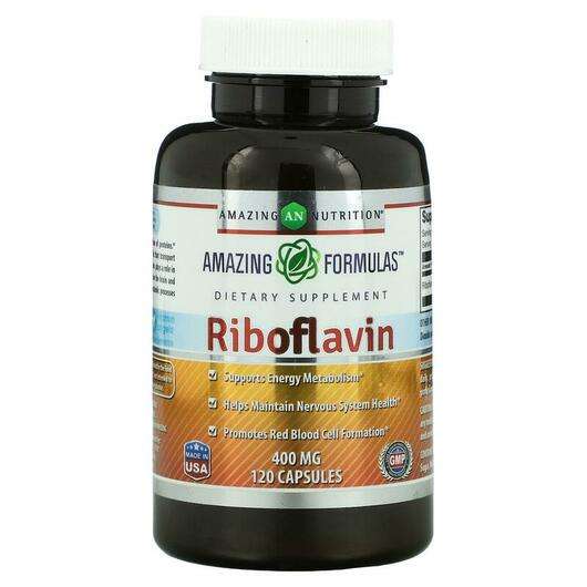 Основне фото товара Amazing Nutrition, Riboflavin 400 mg, Вітамін В2 Рибофлавін, 1...