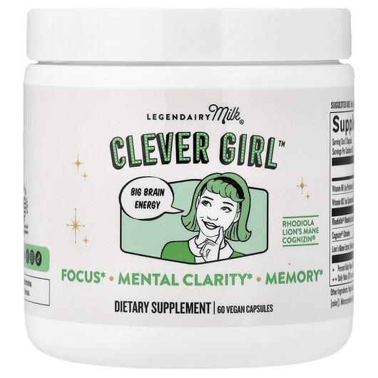 Основне фото товара Clever Girl Основне фото товара Legendairy Milk, Clever Girl, Підтримка мозку, 60 капсул