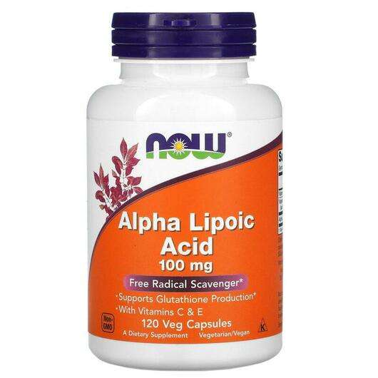 Основне фото товара Now, Alpha Lipoic Acid, Альфа-ліпоєва кислота 100 мг, 120 капсул