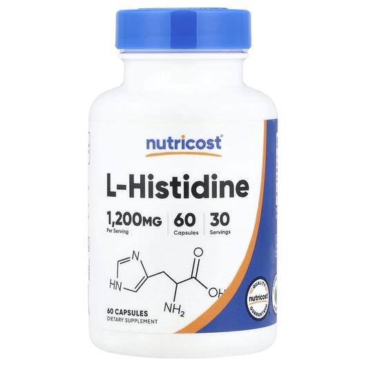 Основне фото товара L-Histidine Основне фото товара Nutricost, L-Histidine, L-Гістидин, 60 капсул
