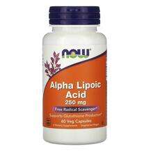Now, Alpha Lipoic Acid 250 mg, Альфа-ліпоєва кислота 250 мг, 6...