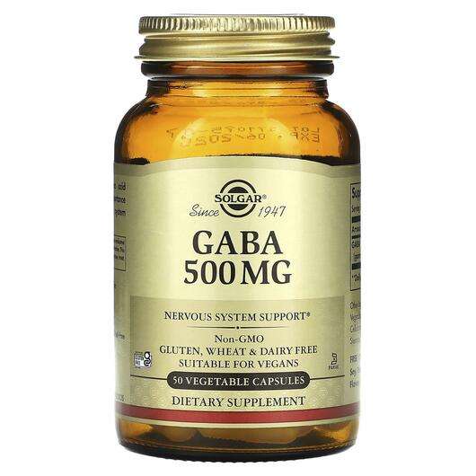 Основне фото товара Solgar, GABA 500 mg, ГАМК, 50 капсул