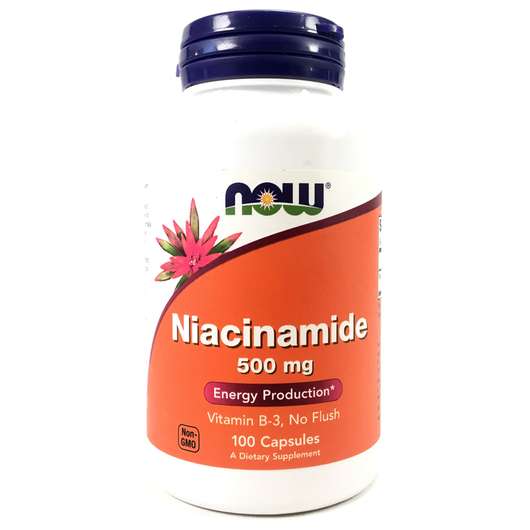 Основное фото товара Now, Ниацинамид 500 мг, Niacinamide 500 mg, 100 капсул