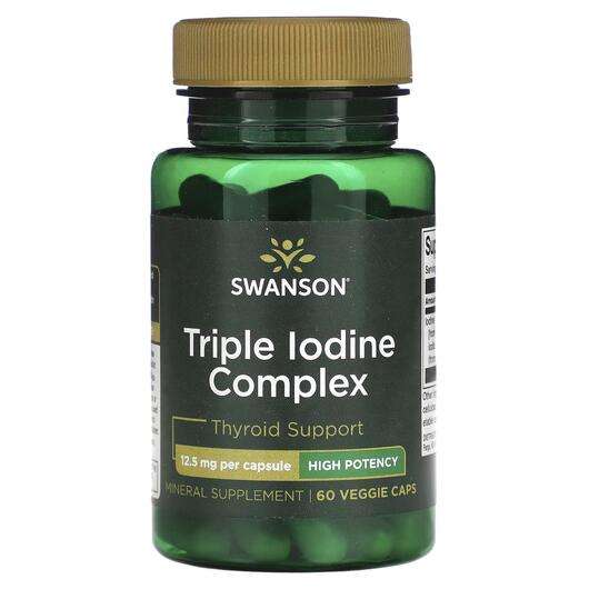 Основне фото товара Swanson, Triple Iodine Complex High Potency 12.5 mg, Йод, 60 к...