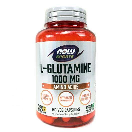 Основное фото товара Now, L-Глютамин 1000 мг, L-Glutamine Double Strength, 120 капсул