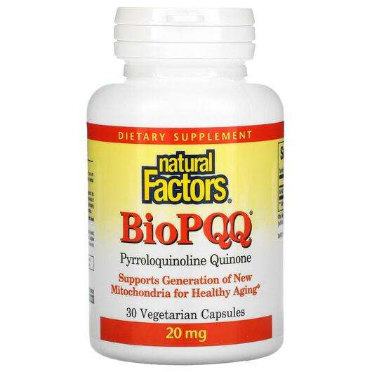 Основне фото товара Natural Factors, BioPQQ 20 mg, Пірролохінолінхінон, 30 капсул