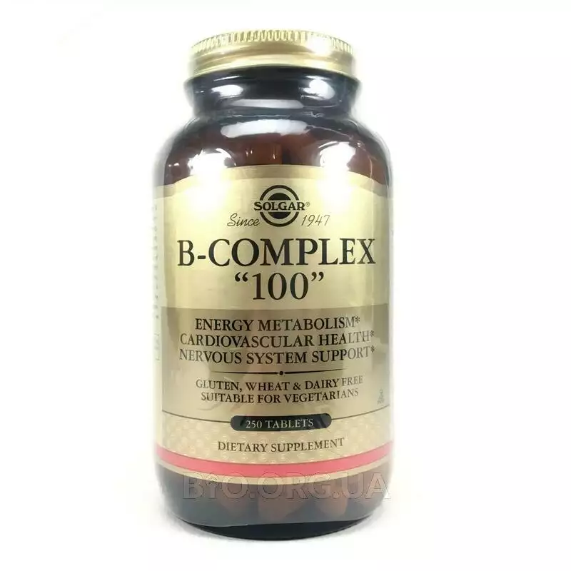 Фото товара B-комплекс 100 мг 250 таблеток, B-Complex 100, Solgar