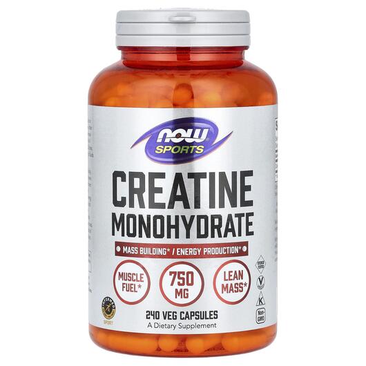 Основне фото товара Sports Creatine Monohydrate 750 mg Основне фото товара NOW Foods, Sports Creatine Monohydrate 750 mg, Креатин, 240 капсу