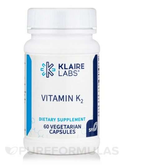 Основне фото товара Klaire Labs SFI, Vitamin K2 50 mcg, Вітамін K2, 60 капсул