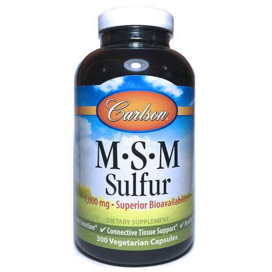 Основне фото товара Carlson, MSM Sulfur 1000 mg, Метилсульфонілметан 1000 мг, 300 ...