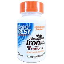 Doctor's Best, High Absorption Iron With Ferrochel 27 mg, 120 ...