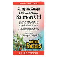 Natural Factors, 100% Wild Alaskan Salmon Oil 1300 mg, 180 Ent...