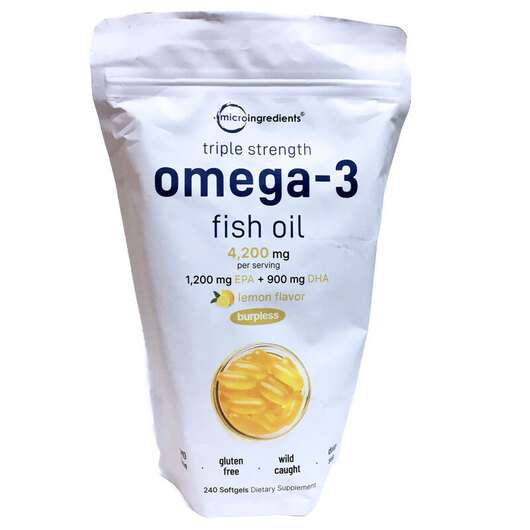 Основне фото товара Micro Ingredients, Triple Strength Omega 3 4200 mg, Омега 3, 2...