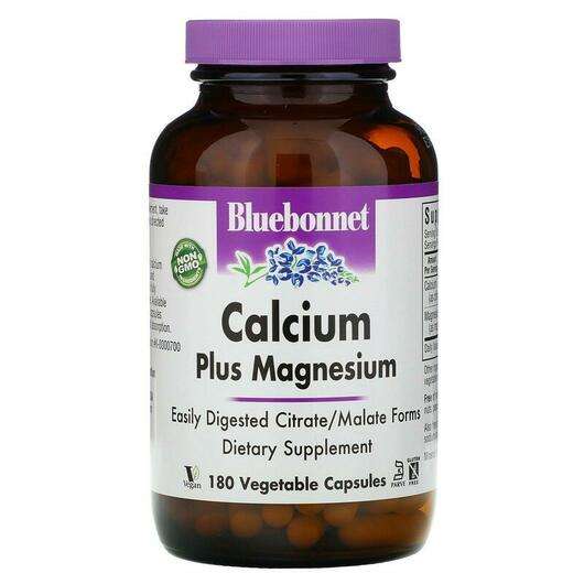 Основне фото товара Bluebonnet, Calcium Plus Magnesium, Кальцій Магний, 180 капсул