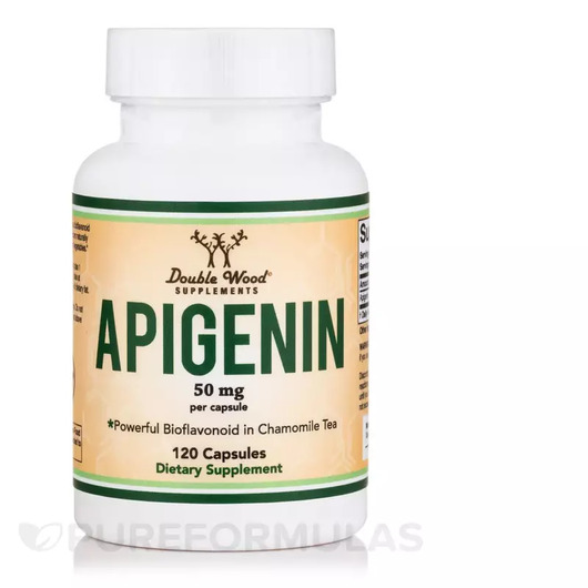 Основне фото товара Double Wood, Apigenin 50 mg, Апігенін, 120 капсул