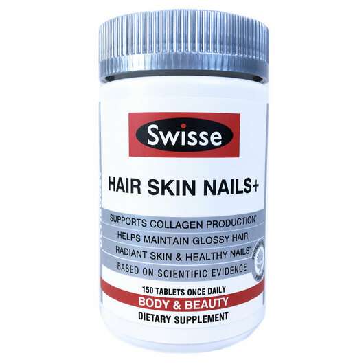 Основне фото товара Swisse, Ultiboost Hair Skin Nails+ 150, Шкіра нігті волосся, 1...