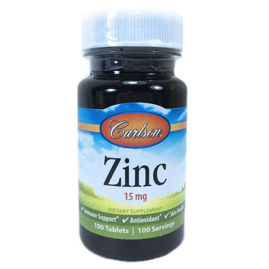 Основное фото товара Carlson, Цинк 15 мг, Zinc 15 mg, 100 таблеток