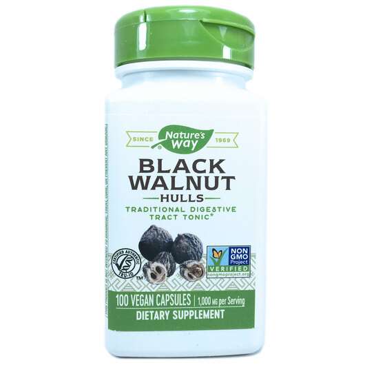 Основне фото товара Nature's Way, Black Walnut Hulls 500 mg, Чорний Горіх 500 мг, ...