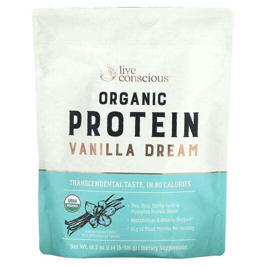 Основне фото товара Live Conscious, Organic Protein Vanilla Dream, Органічний Прот...