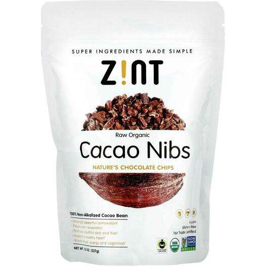 Основне фото товара Zint, Raw Organic Cacao Nibs, Продукти харчування, 227 г