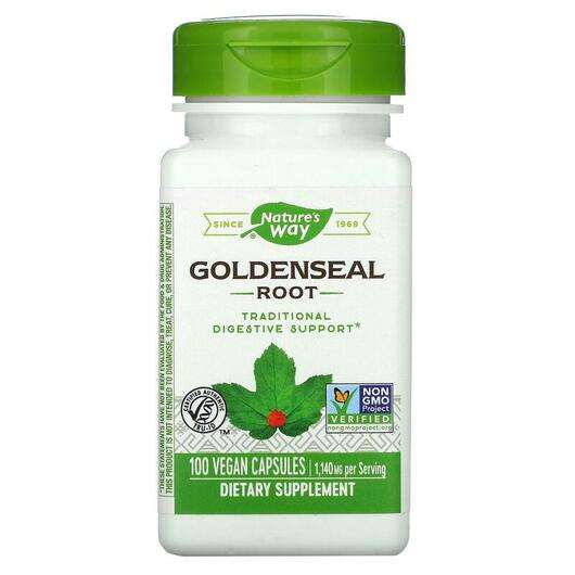 Основне фото товара Nature's Way, Goldenseal Root 570 mg, Жовтокорінь 570 мг ...