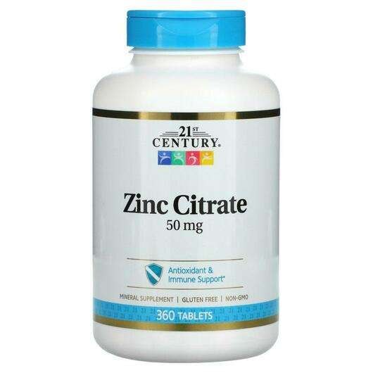 Основне фото товара 21st Century, Zinc Citrate 50 mg, Цитрат Цинку 50 мг, 360 табл...