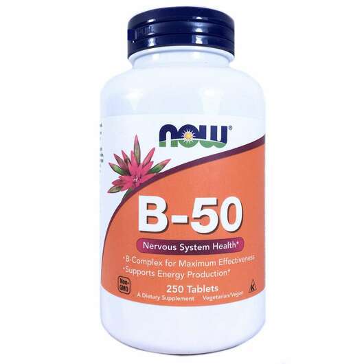 Основне фото товара Now, B-50, Комплекс Вітаміну B-50 мг, 250 таблеток