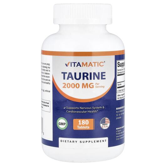 Основне фото товара Vitamatic, Taurine, L-Таурин, 180 таблеток