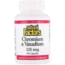 Natural Factors, Chromium & Vanadium 125 mcg 90, Хром, 90 ...