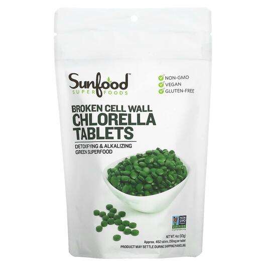 Основне фото товара Sunfood, Broken Cell Wall Chlorella Tablets 250 mg 452 Tablets...
