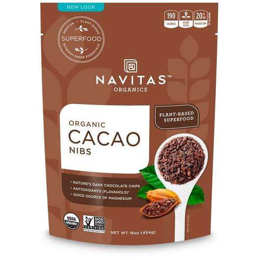 Основное фото товара Navitas Organics, Какао Порошок, Organic Cacao Nibs, 454 г