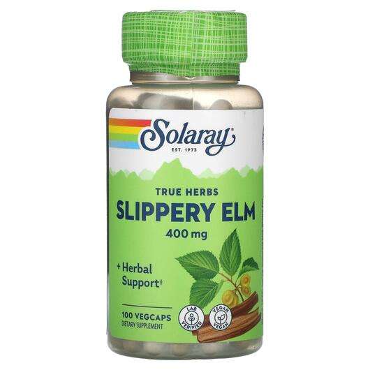 Основное фото товара Solaray, Скользкий вяз 400 мг, Slippery Elm 400 mg, 100 капсул