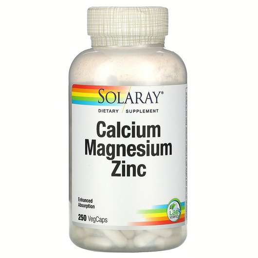 Основне фото товара Solaray, Calcium Magnesium Zinc, Кальцій Магній Цинк, 250 капсул