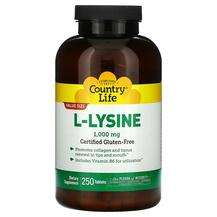 Country Life, L-Лизин 1000 мг, L-Lysine 1000 mg 250, 250 таблеток