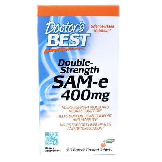 Основне фото товара Doctor's Best, SAM-e 400 mg, SAM-e подвійний сили, 60 таблеток