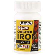Deva, Vegan Chelated Iron 29 mg, Веганське Залізо, 90 таблеток