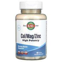 KAL, Цинк, Cal/Mag/Zinc High Potency, 100 таблеток