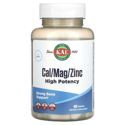 Основное фото товара KAL, Цинк, Cal/Mag/Zinc High Potency, 100 таблеток