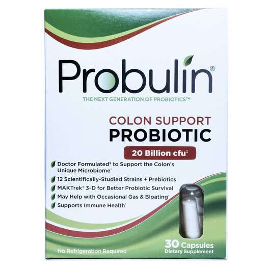 Основне фото товара Probulin, Colon Support Probiotic, Колон Пробіотики, 30 капсул