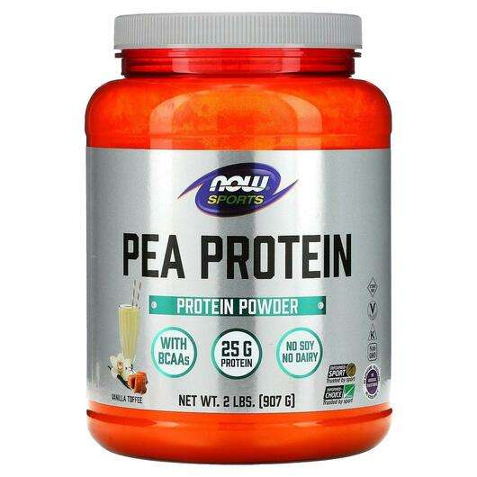 Основне фото товара Now, Pea Protein Vanilla Toffee, Гороховий Протеїн, 907 г