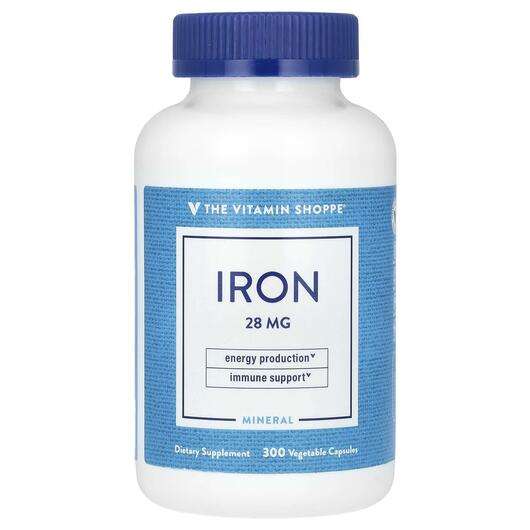 Основне фото товара The Vitamin Shoppe, Iron 28 mg, Залізо, 300 капсул