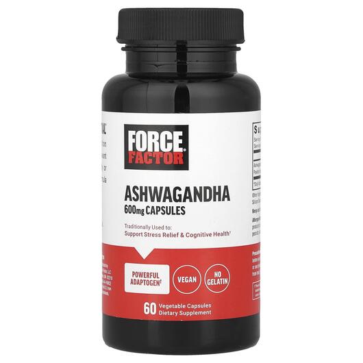 Основне фото товара Ashwagandha 600 mg Основне фото товара Force Factor, Ashwagandha 600 mg, Ашваганда, 60 капсул
