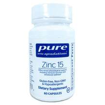 Pure Encapsulations, Цинк 15 мг, Zinc 15 mg, 60 капсул
