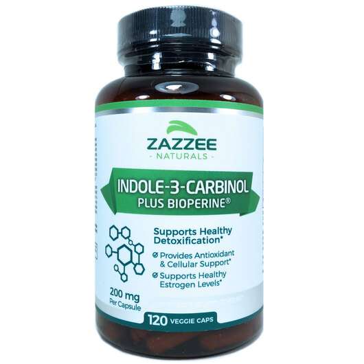 Основне фото товара Zazzee, Indole-3-Carbinol 200 mg, Індол-3-карбінол, 120 капсул