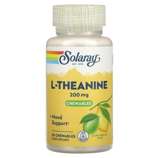 Основное фото товара Solaray, L-Теанин, L-Theanine Natural Lemon-Lime 200 mg, 30 та...