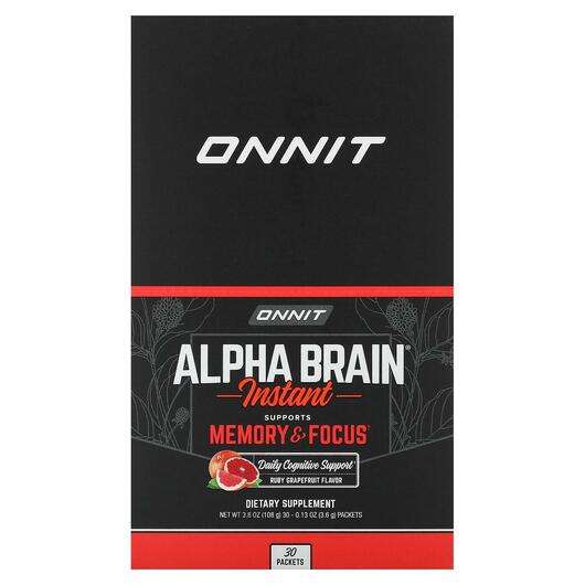 Основне фото товара Onnit, Alpha Brain Grapefruit 30 Packets, Альфа Брейн, 3.6 г