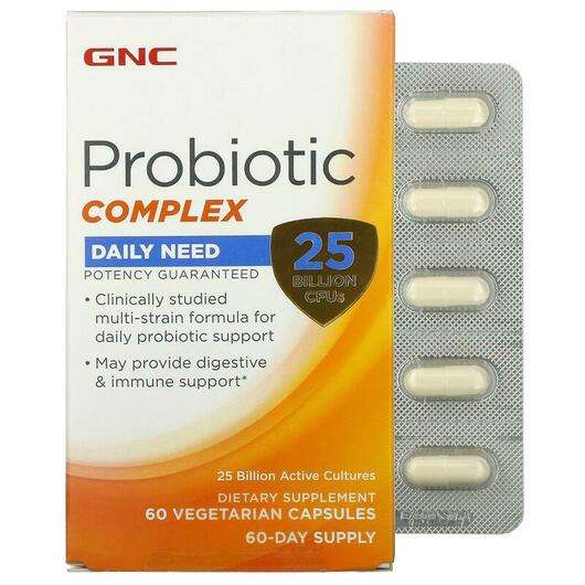 Основне фото товара GNC, Probiotic Complex Daily Need 25 Billion CFUs, Пробіотики,...